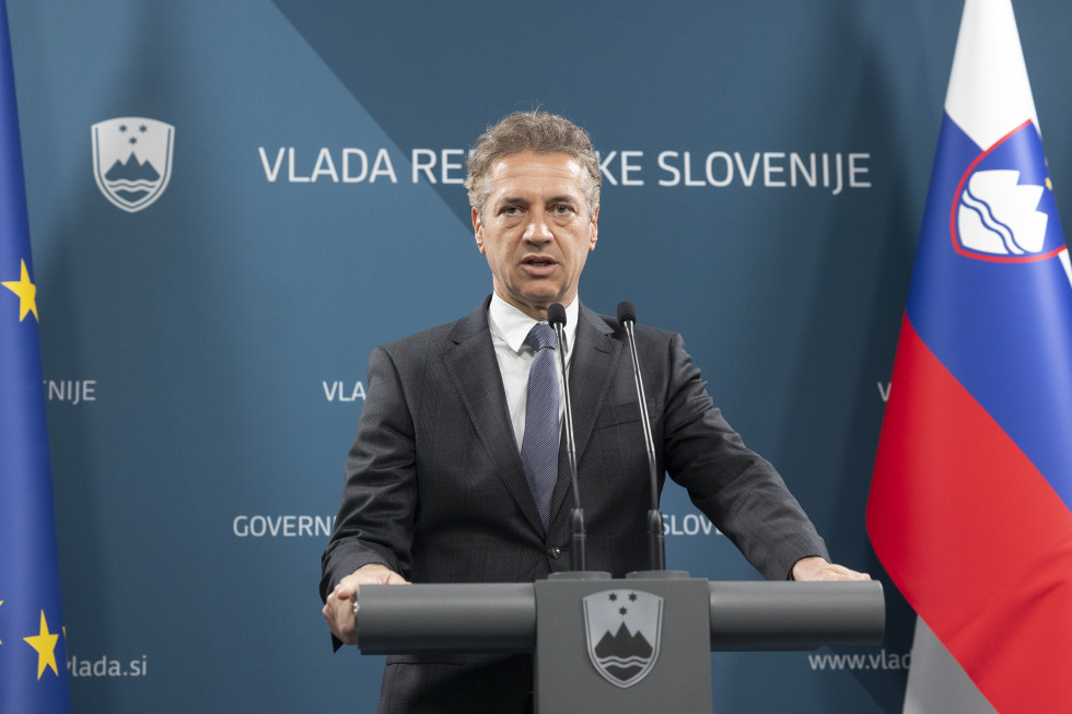 Prime Minister Golob at the press conference