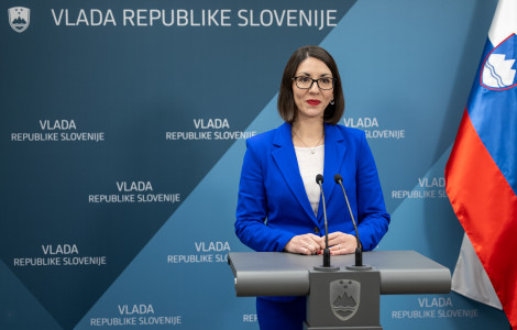 Stojmenova Duh (Minister for Digital Transformation Emilija Stojmenova Duh at the press conference after the government meeting)