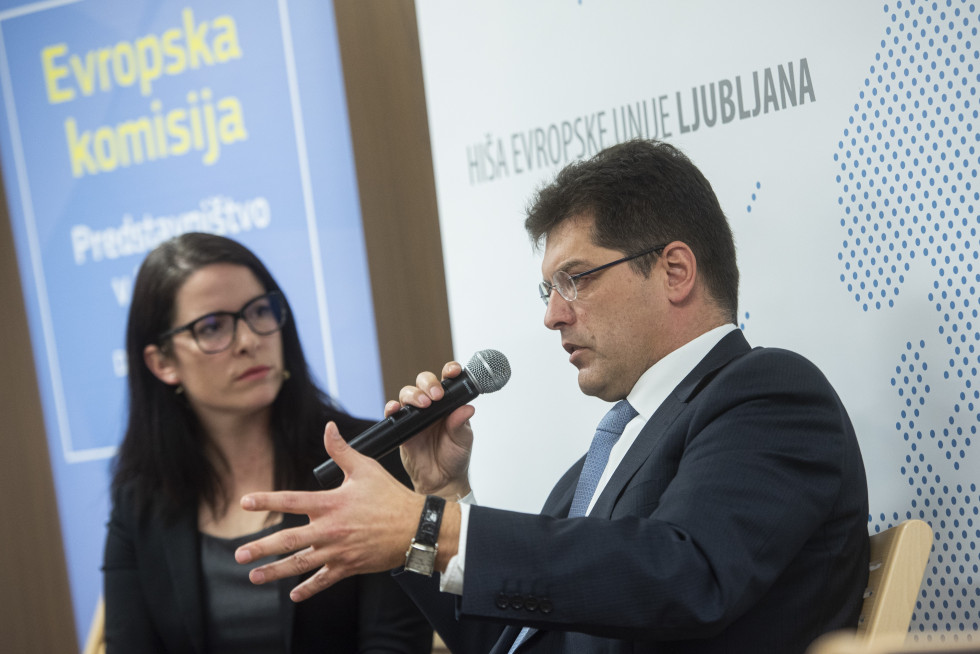 European Crisis Management Commissioner Lenarčič speaks at a panel on crisis management
