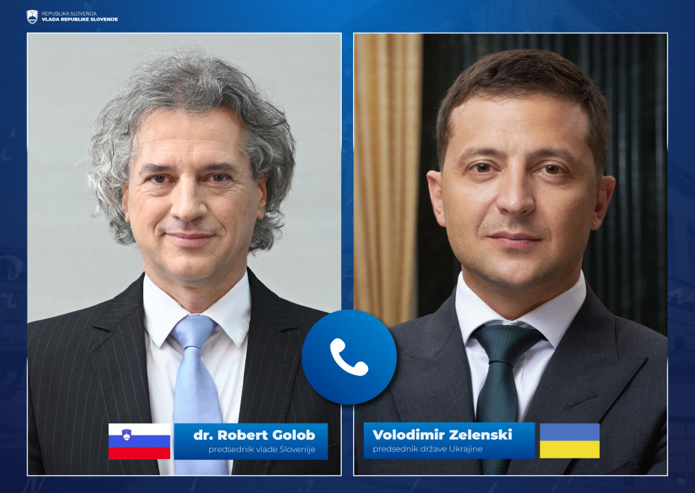 Predsednik vlade Golob v telefonskem pogovoru z ukrajinskim predsednikom Zelenskim