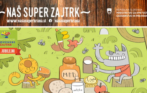 TSZ 10 jubilejni banner Radio1 900x500pix (The Traditional Slovenian Breakfast with the slogan, "Breakfast with honey - a great day!".)