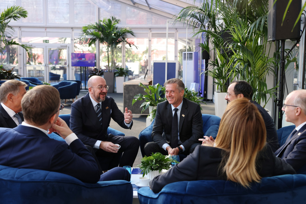 Prime Minister sits with fellow EU leaders