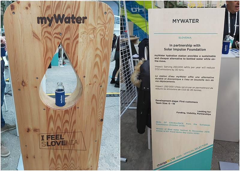 Visoko-tehnološki javni pitnik vode "myWater" iz slovenskega lesa.