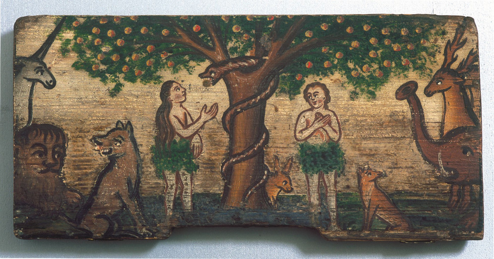 Beehive panel Adam and Eve in Paradise.