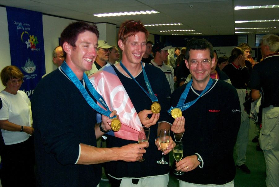 The 2000 Sydney Olympics. Slovenian gold medalists: Luka Špik, Iztok Čop and Rajmond Debevec