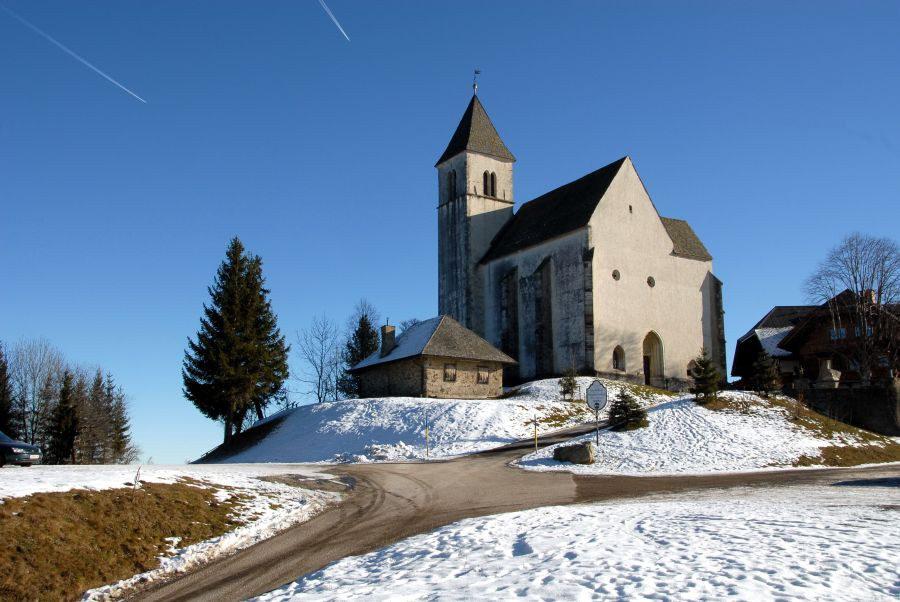 A church at the top of a hill.