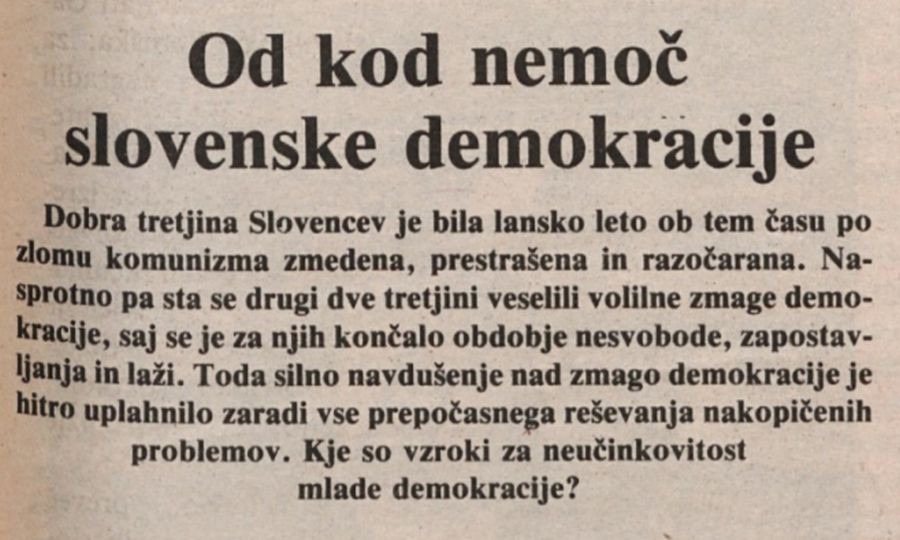 Uvod članka Od kod nemoč slovenske demokracije
