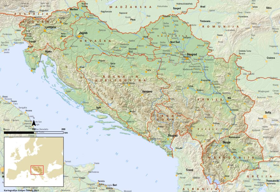 Zemljevid Jugoslavije.