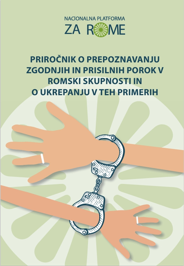 Naslovnica priročnika o prepoznavanju zgodnjih in prisilnih porok v romski skupnosti in o ukrepanju v teh primerih