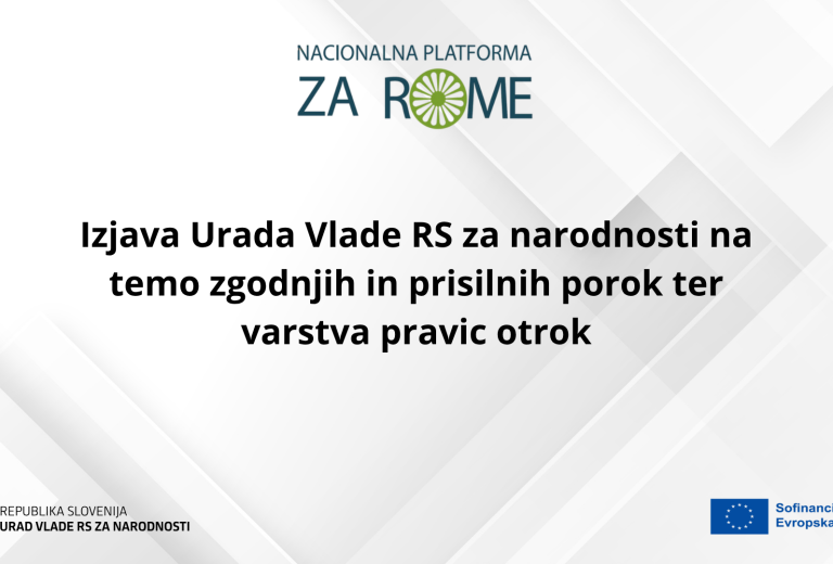 Izjava Urada Vlade RS za narodnosti na temo zgodnjih in prisilnih porok ter varstva pravic otrok