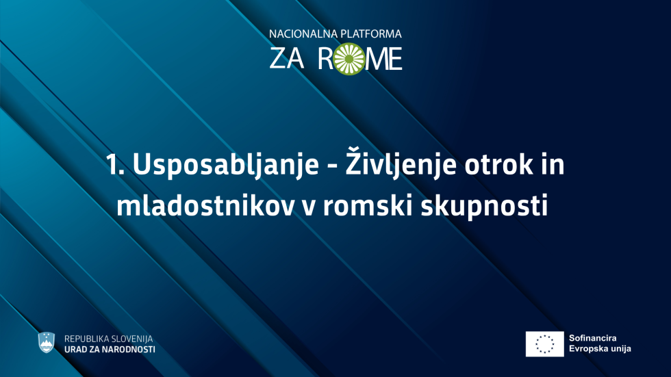 Na sliki je naslov prvega usposabljanja "Življenje otrok in mladostnikov v romski skupnosti"
