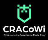Zgoraj stiliziran ščit, spodaj napis Cracowi in pod njim še Cybersecurity Compliance Made Easy.