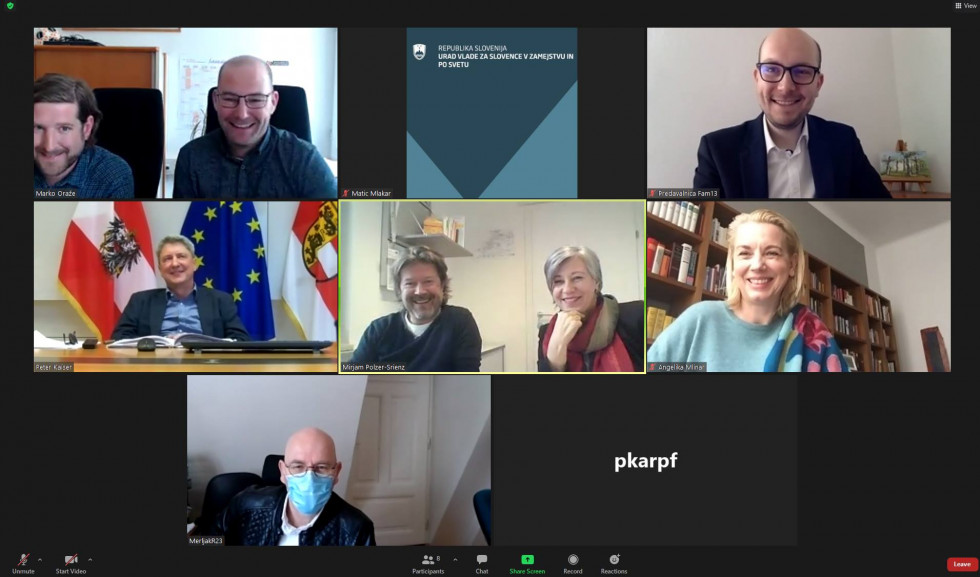 Dr. Dejan Valentinčič, Rudi Merljak, dr. Angelika Mlinar, dr. Samo Kobenter, mag. Peter Karpf in mag dr. Mirjam Polzer-Srienz ter Marko Loibnegger in Marko Oraže