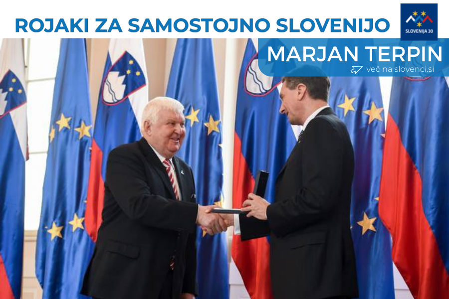 Marjan Terpin prejema priznanje s strani predsendika republike Slovenije, Boruta Pahorja