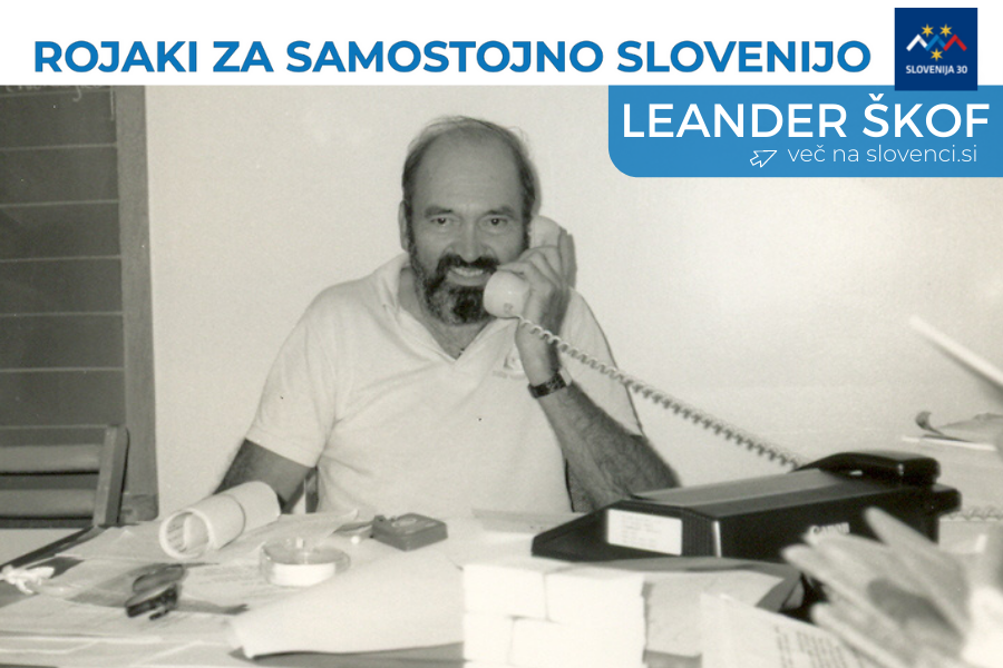 Leander Škof v informacijskem centru leta 1991