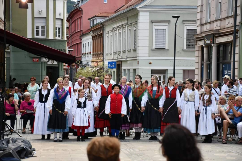 Nastopajoči oblečeni v gorenjske narodne noše.